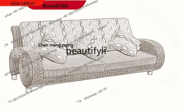 X   Furniture Living Room Sofa Combination Natural Indonesian Rattan Single Double Three Rattan Woven Sofa