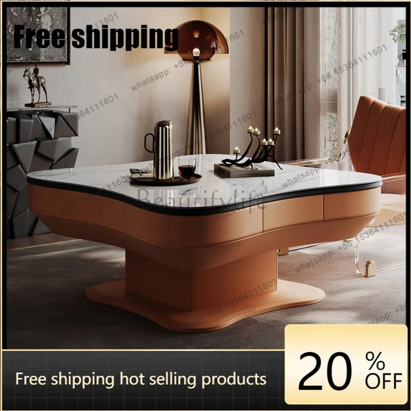 HJ  Automatic mahjong table lifting coffee table multi-functional solid wood slate light luxury modern high-end home use