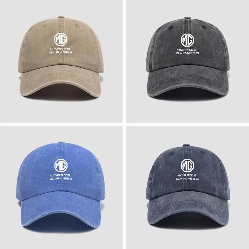 MG Logo Vintage Washed Baseball Cap For MG ZS EV HS GT One, Adjustable Unisex Outdoor Sports Hat Car Enthusiast Accessory