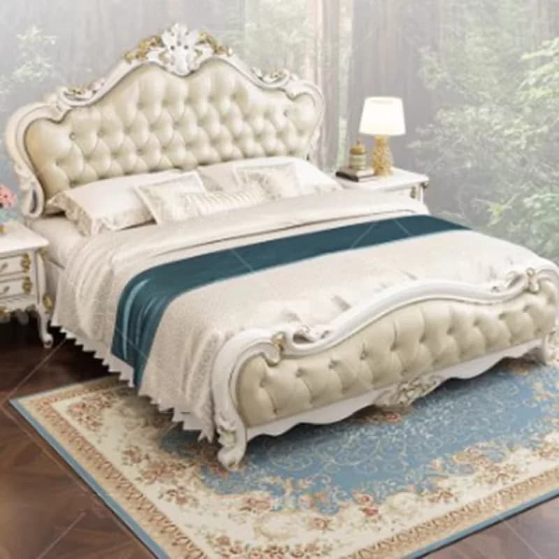 White Wood Double Bed Headboard Custom Drawers Matrimonial Modern King Bed Storage Girls Villa Cama De Casal Bedroom Furniture