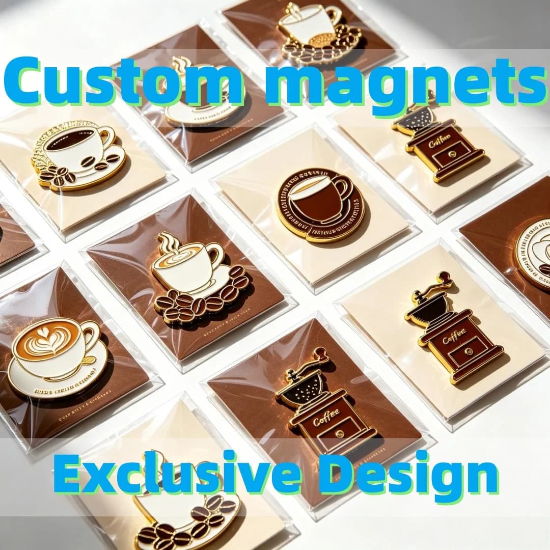Custom Fridge Magnets Coffee Cup Bean Grinder Metal Enamel Refrigerator Magnet Barista Cafe Lover Kitchen Home Decor Gift