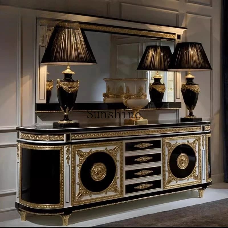 French court luxury decoration, high-end living room storage, Italian villa audio-visual low floor cabinet