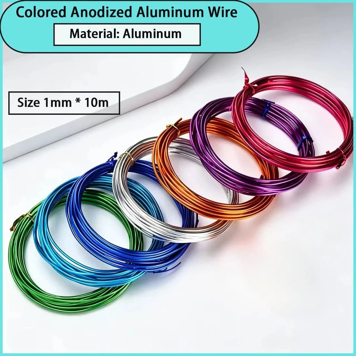 1mm * 10m colored anodized aluminum wire is used for handmade styling, craft jewelry, floral styling, wire weaving, etc