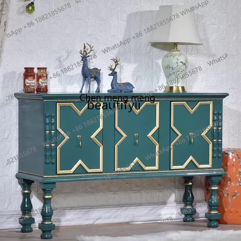 X  Light luxury door cabinet Small apartment living room solid wood storage, simple display cabinet