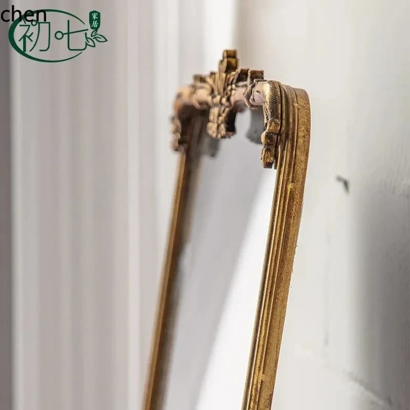 a2  French Antique Bronze Mirror Entryway Floor Mirror Tea Restaurant Photo Bedroom Living Room Iron Art Dressing Mirror