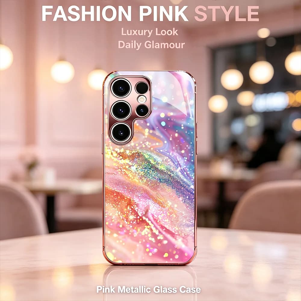 Color Fluorescent Fashion s26 ultra case Glass phone case for Samsung Galaxy S26 25 24 23 22 21 Ultra FE Plus Drop Proof Case