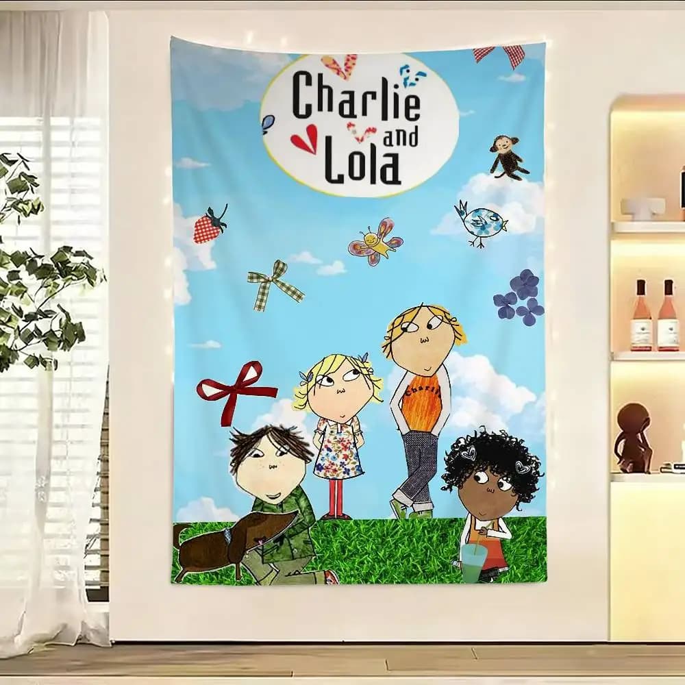 C-Charlie and L-Lola Flags Wall Hanging Background Art Banner for Bedroom Home Outdoor Decor