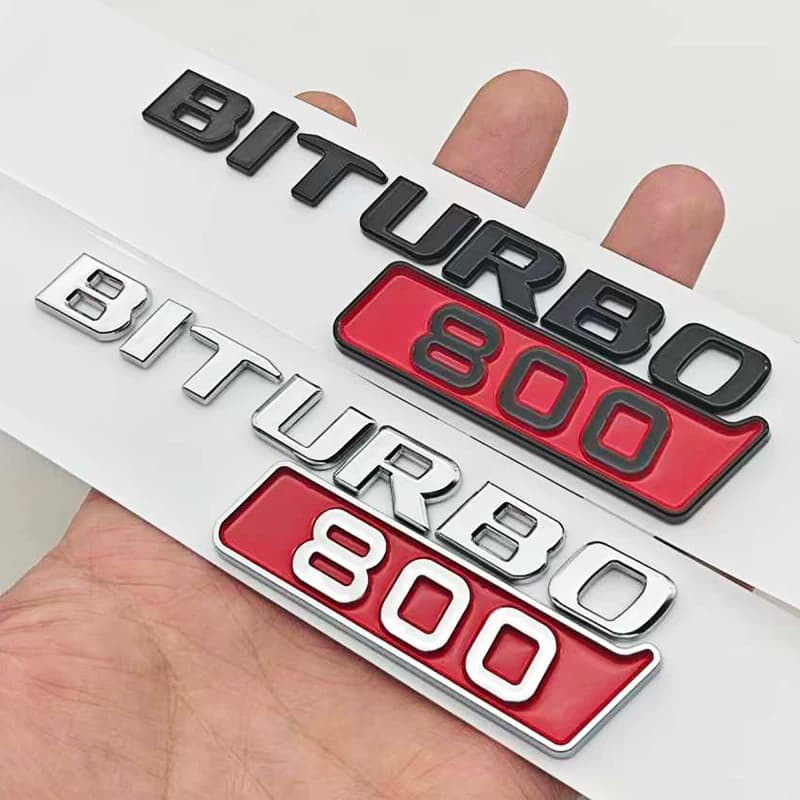 3D ABS Car Fender Side Badge Sticker Logo BITURBO 800 Emblem Decals For Mercedes Benz AMG Brabus Auto Letters Accessoires