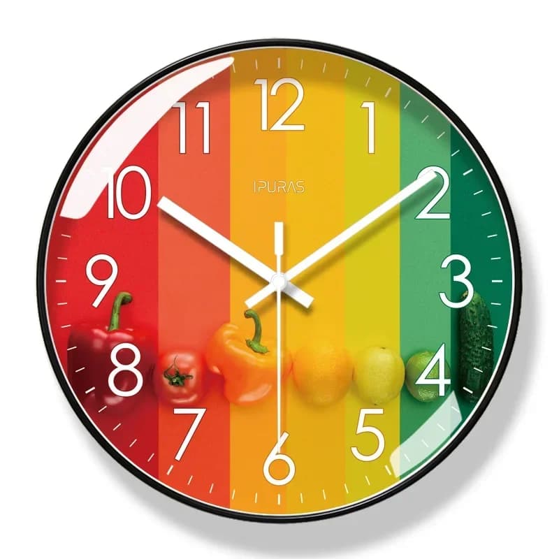 2024 New Style 10/12/14 Inch Tropical Fresh Fruit Fashionable Home Deco Wall Clock Modern Silent Sweeping Second Quartz Clock