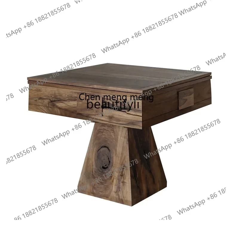 182C Years Mahjong Table Modern Chinese Automatic Mahjong Machine Solid Wood Eight-Immortal Table Black Walnut