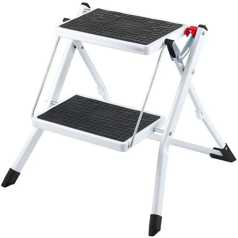 2-Step folding steel pedal stool, 330 pounds, non-slip pedals, durable, suitable for adults and young children, multi-purpose