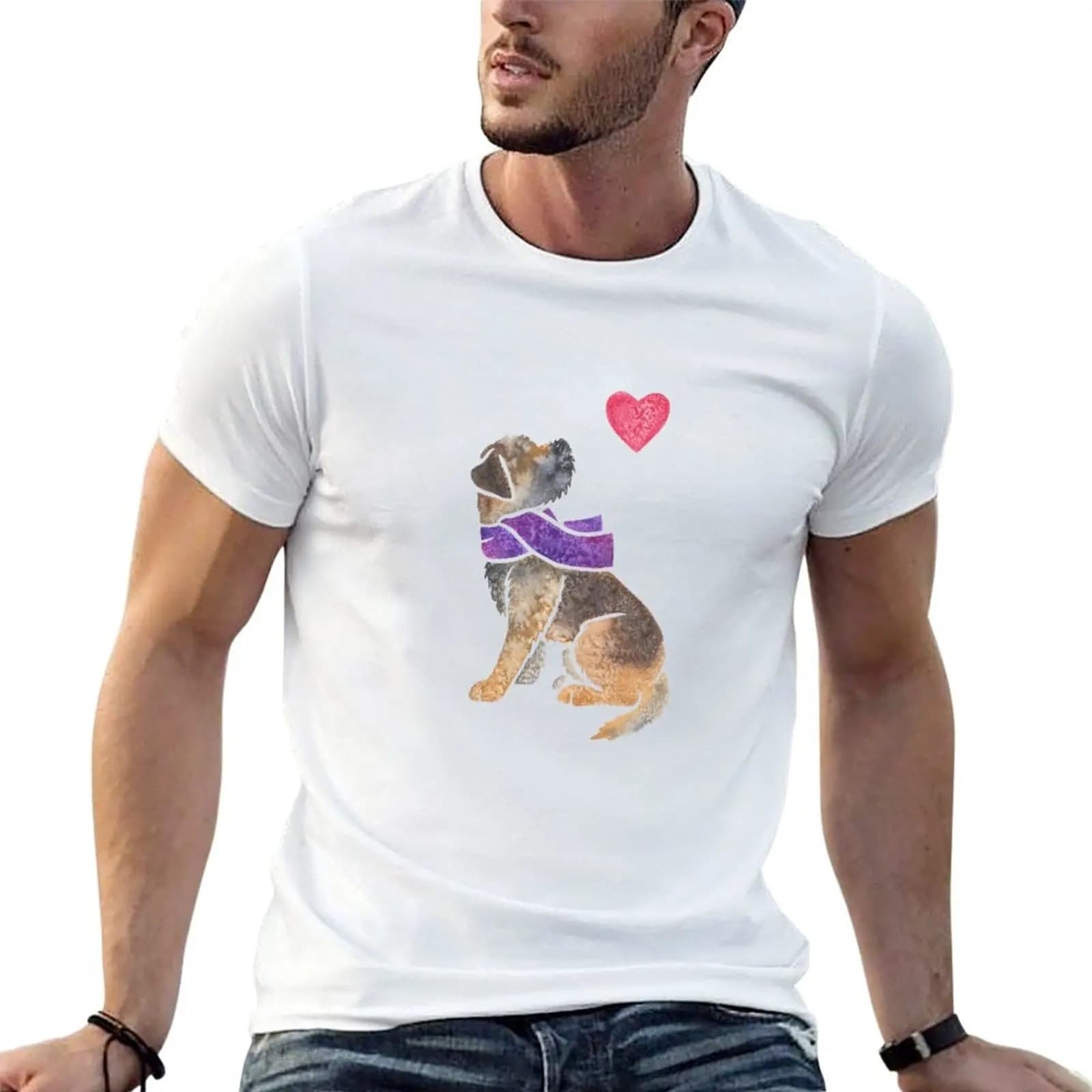 Watercolour Border Terrier T-Shirt boys whites vintage anime shirt mens t shirt graphic