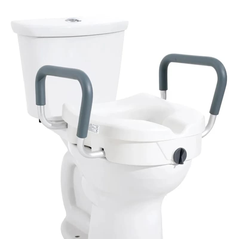 Raised Toilet Seat 5" Height Raised 350 lbs Weight Capacity Round and Elongated Toilet Twist Lock Installation Elderly