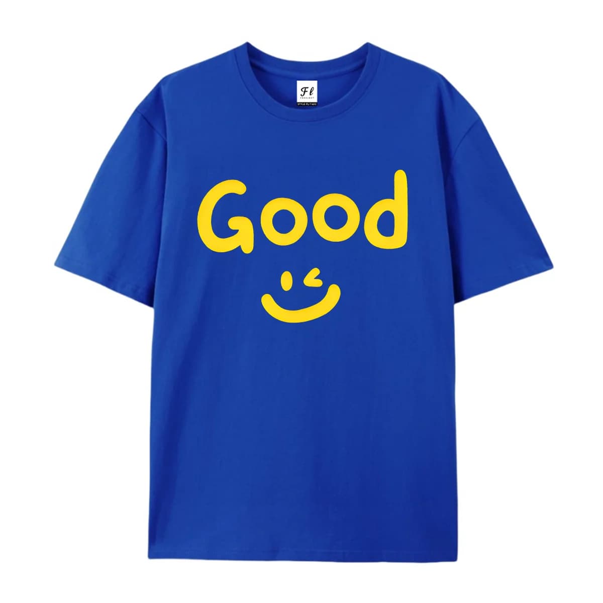 Cute Good Wink Smiley Face Graphic T Shirt Unisex Casual Short Sleeve Tee Yellow Handwritten Font Smile Print Loose Summer Tops