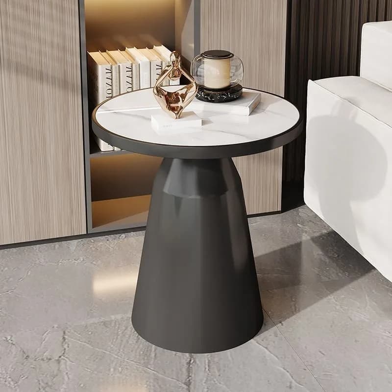 Light luxury modern simple side table small round table Internet celebrity balcony rock slab small coffee table sofa rock slab