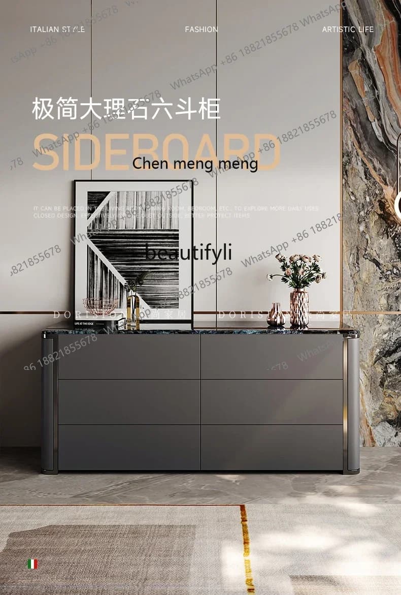 CC Italian minimalist light luxury porch cabinet, living room against the wall, solid wood bedroom locker, advanced sense