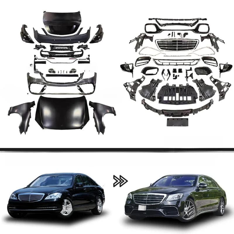 High Quality Body Kit For Mercedes S-Class W221 2006-2012 Upgrade To W222 S63 2018 Front Rear Bumpers Auto Light Mod Accessories