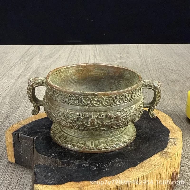 Brass alloy craft double-handled incense burner home decoration ornament