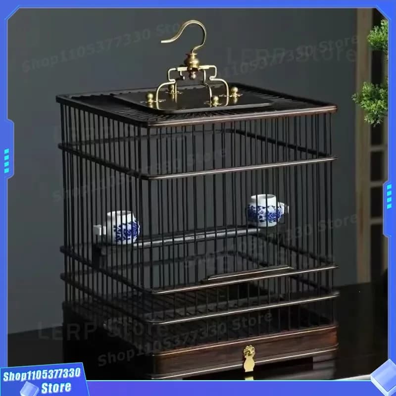 Square Solid Wood Bird Cage for White-eyed Jade Bird Thrush Natural Bamboo River Cage Durable Wooden Pet House Breeding Box