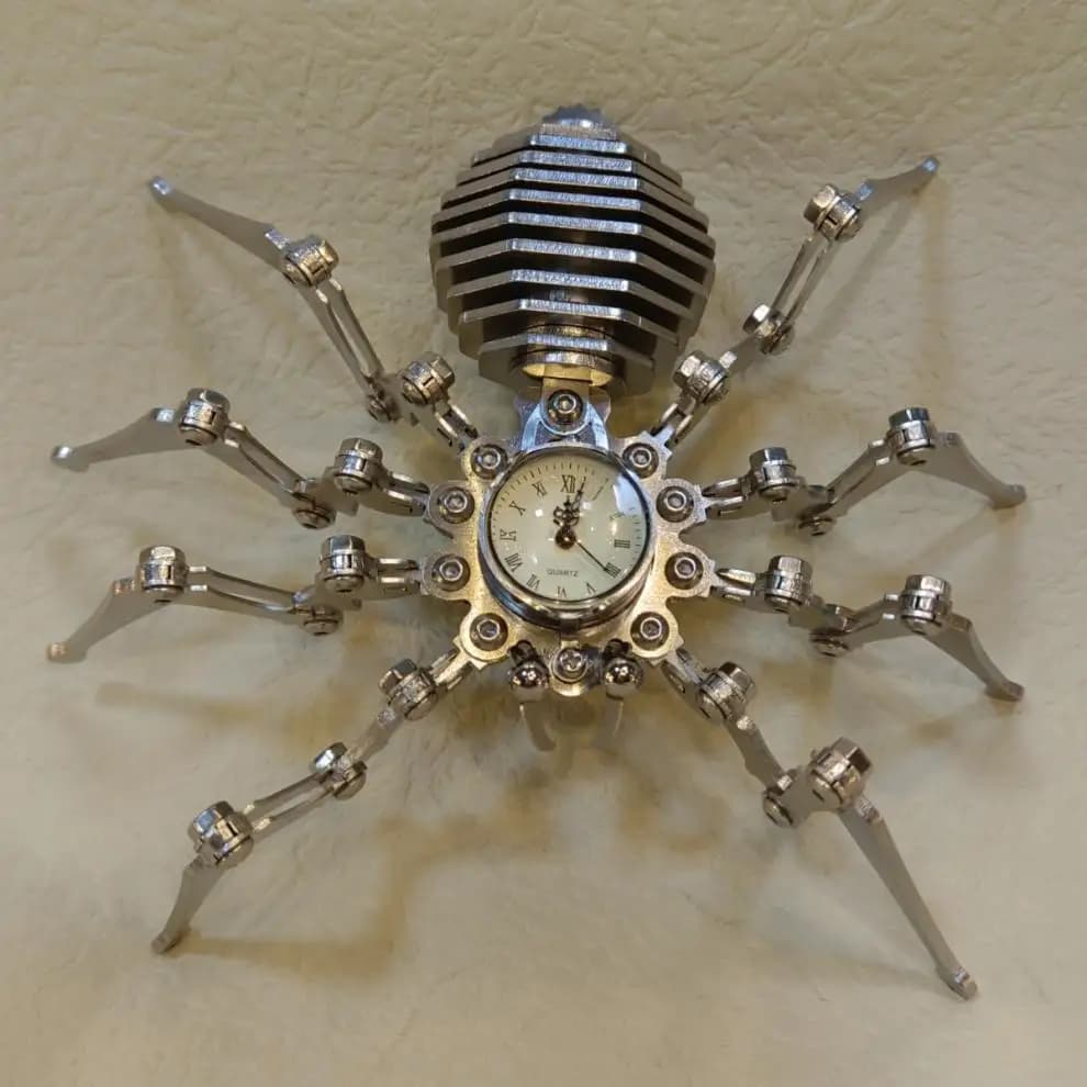 Mechanical Spider Insect Stainless Steel Hand DIY Assembled Model Gift with Electric Watch Crafts - Finished Product
