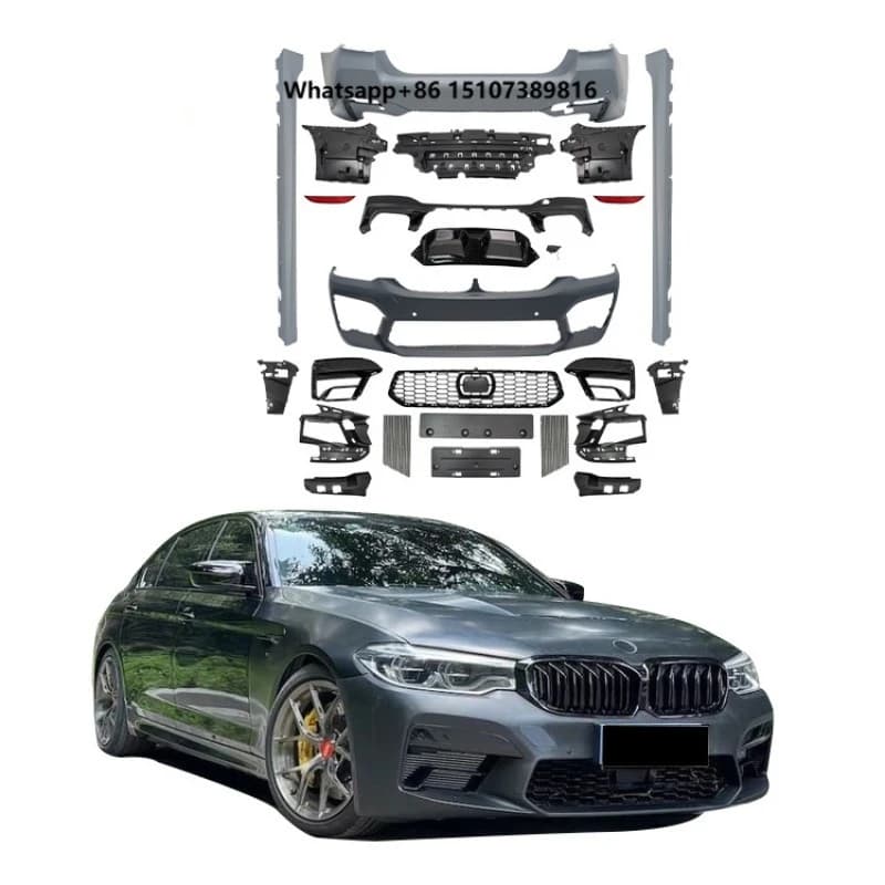 For G30 LCI M5 Style Bodykit Front Car Bumper Rear Lip with Grille Facelift Body Kits