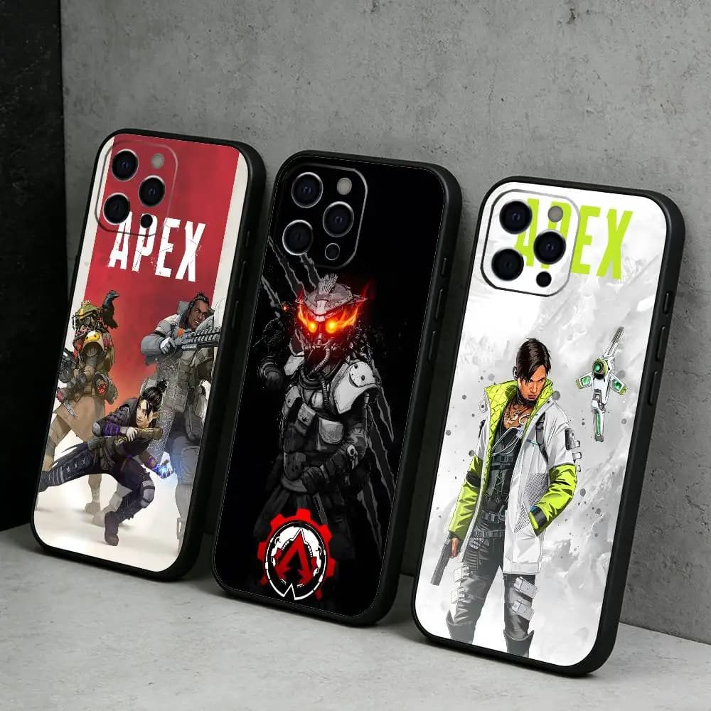 Fps Game A-APEX Printing Phone Case For iPhone17,16,15,14,13,12 Plus,Max Soft Silicone Black Cover