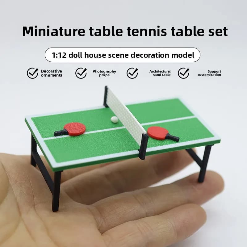 Miniature simulation table tennis table dollhouse accessory, micro model for outdoor and courtyard decoration
