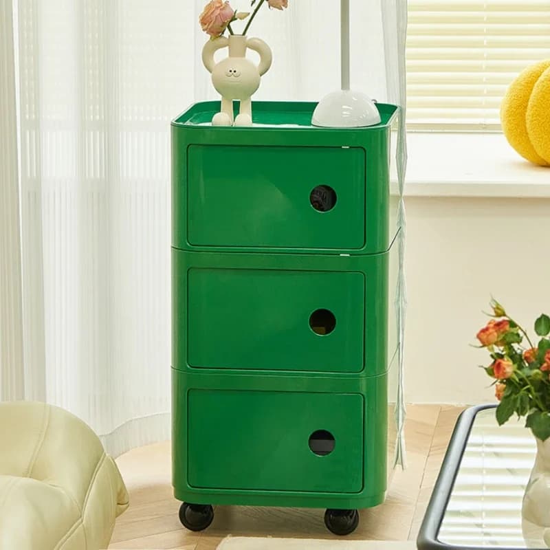 Vintage-Style Trendy Movable Bedside Cabinet Multi-Layer Small Space Organizer Compact Bedroom Furniture Storage Unit