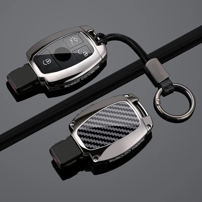Metal Carbon Fiber Car Key Fob Case Cover For Mercedes Benz W176 W246 W204 W205 W212 W221 W166 X253 C253 W463 C117 C218 Keychain