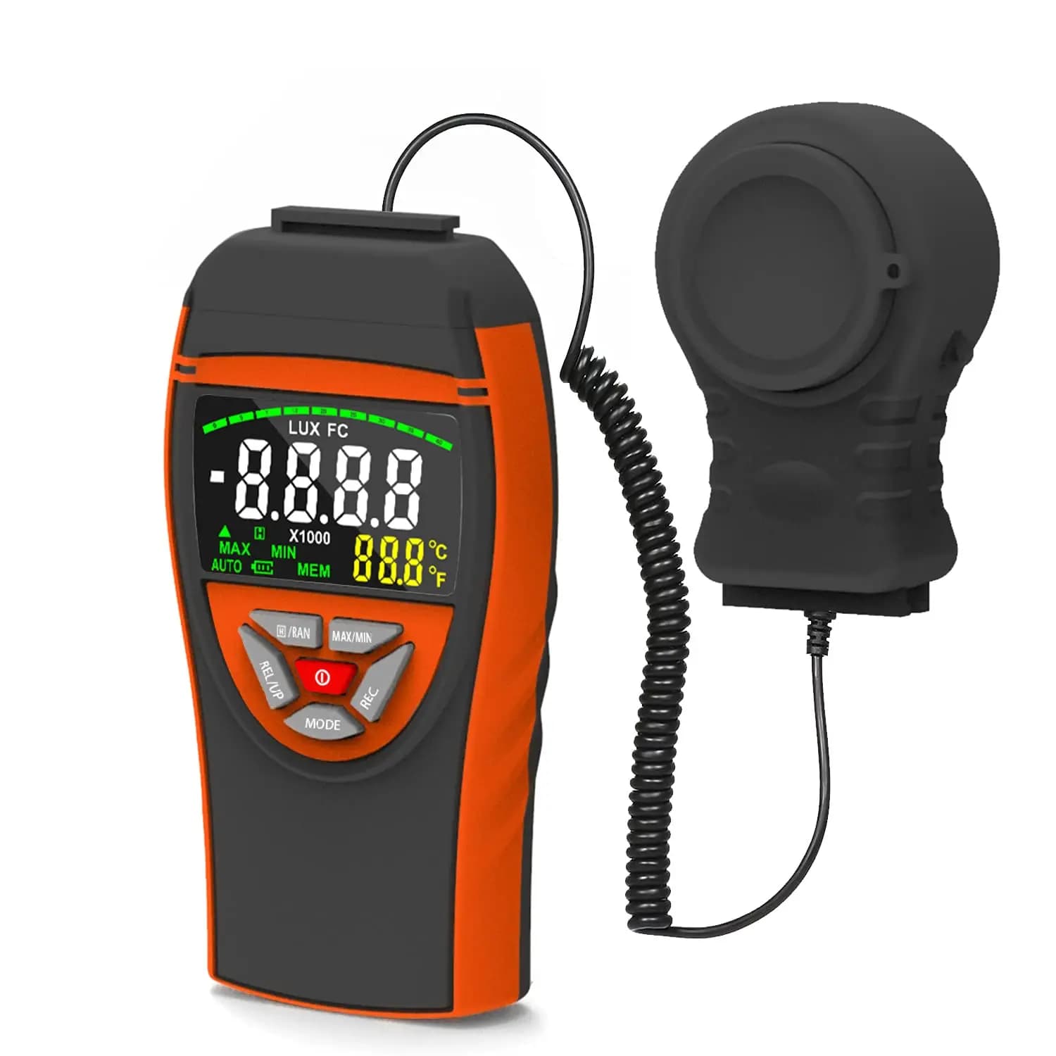 Digital Lux Meter 0.1~400,000 Lux FC, High Precision Illuminometer with 270° Rotatable Sensor, Indoor Outdoor Light Intensity