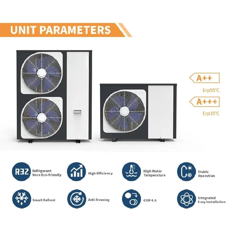 High Temperature WIFI KW KW KW DHW Heating Cooling Source Monob R EVI Inverter Heat Pump