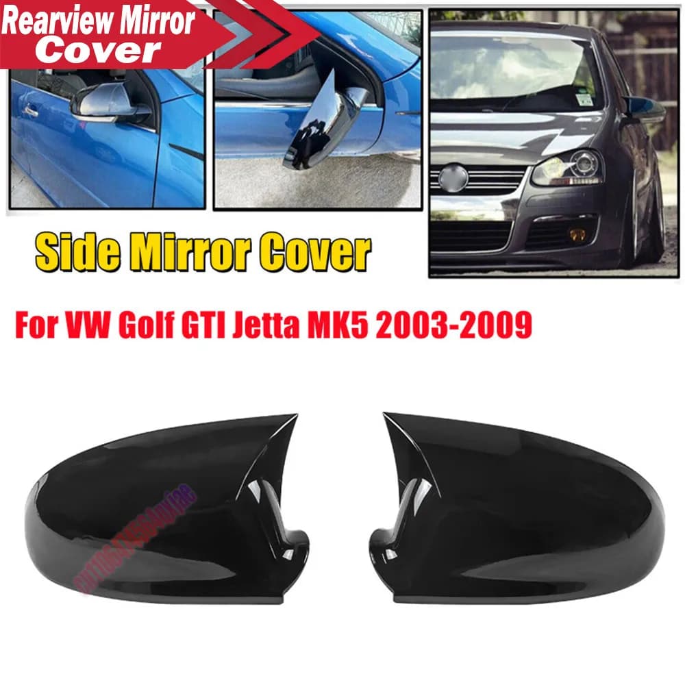 For VW For Volkswagen Golf MK5 GTI R 2003-2009 ABS Car Rearview Side Mirror Cover Wing Cap Exterior Door Trim Adhesive Sticker