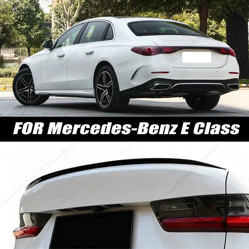 Glossy Black Soft Rubber Universal Rear Trunk Spoiler 5D Carbon Look Tail Wing Fit For Mercedes-Benz E Class Car Accessories