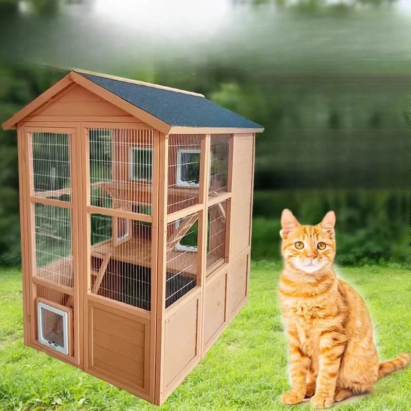 Double Deluxe Cat Villa Indoor Cat Room Pet Nest Outdoor Rainproof and Warm Stray Cat House