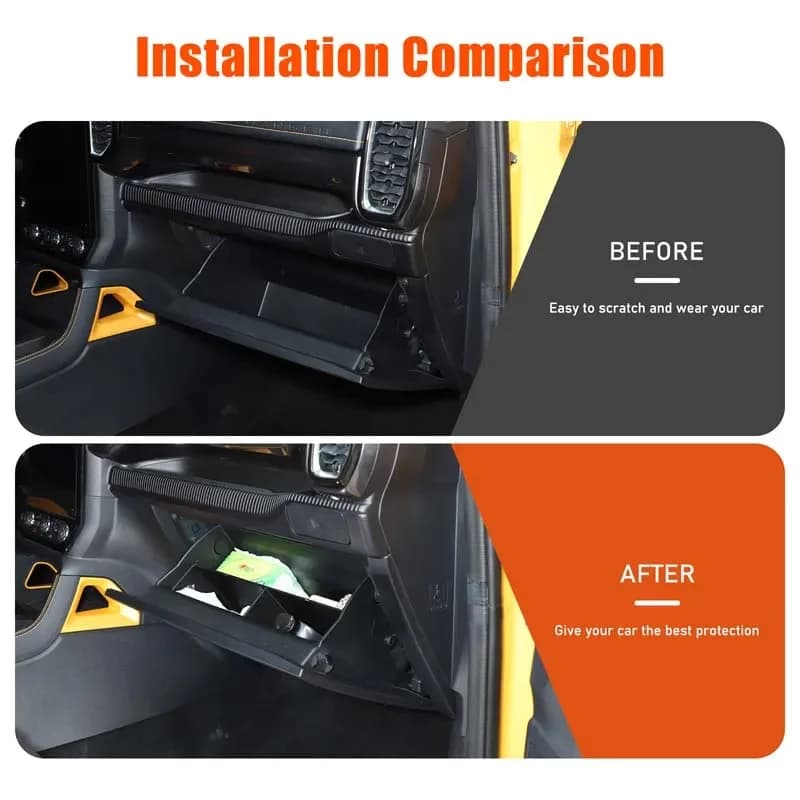 For Ford Ranger 2023+ ABS Black Car styling Car Co-Driving Glove Box Divider Car Interior Modification Accessories 4Pcs