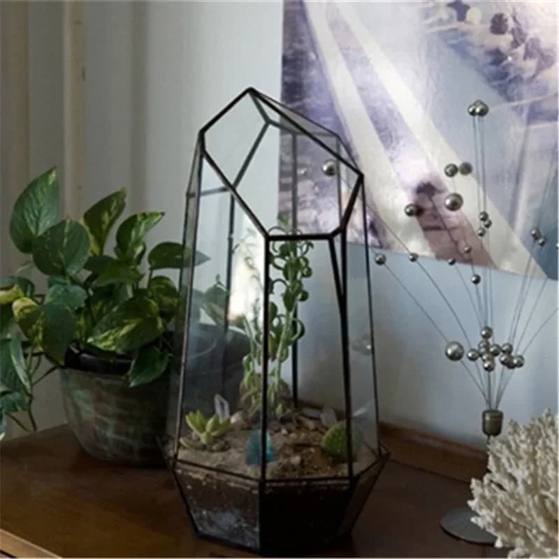 Geometric Irregular Glass Terrariums Tabletop Miniature Garden Vase Quartz Shape Solder Green House Plant  Home Decorating