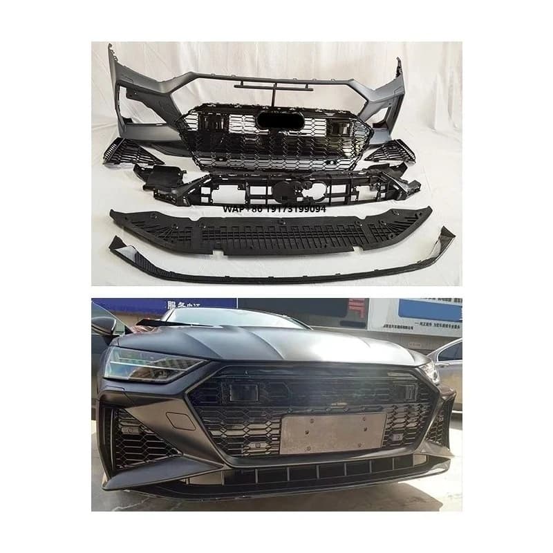 New A7L 2021-2024 RS7 Front Bumper Body Kit with Fog Light Cut-Outs Bolt-On Installation for