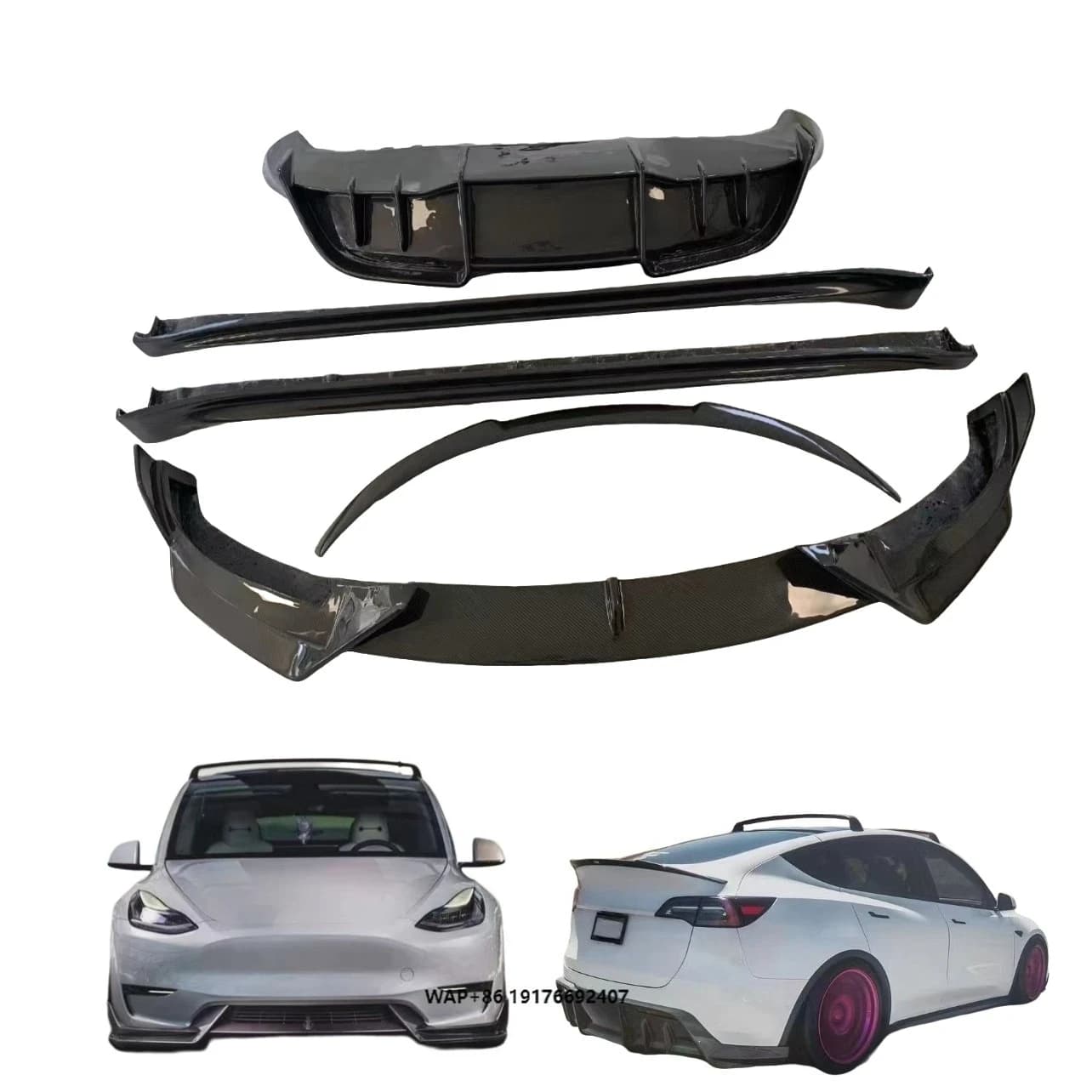 Carbon Fiber Car Body Kit for Model Y Upgrade AD Style Auto Parts Front Lip Rear Diffuser Side Skirts Rear Spoiler Tuning