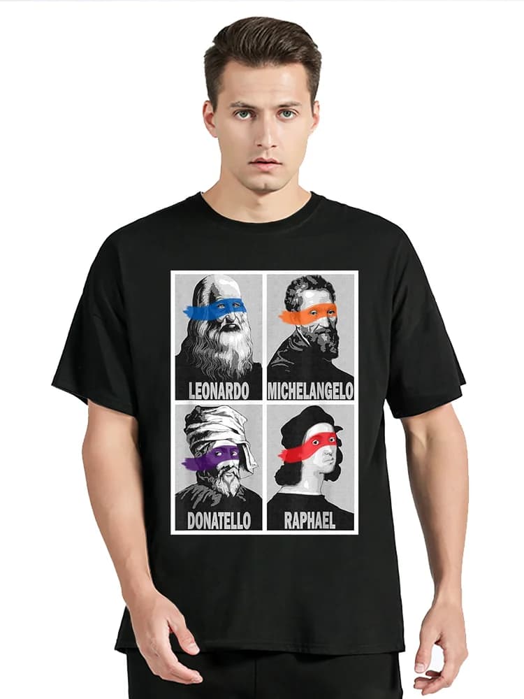 Leonardo Michelangelo Donatello Raphael Ninja Artist T-shirt Cotton Unisex Tops Tees Casual O-collar Tshirt Fashion New T Shirt