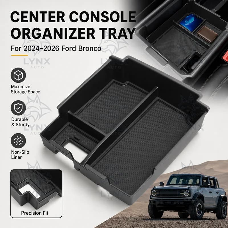 Multifunctional For 2024-2026 Ford Bronco Center Console Armrest Storage Box Car Organizer Interior Accessories