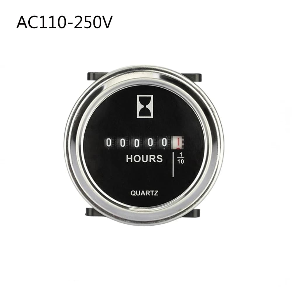Hour Meter SH‑1 Mechanical Quartz Round Panel Mount Timer AC/DC6‑80V AC100‑250V Dust-proof High Precision Hour Counter