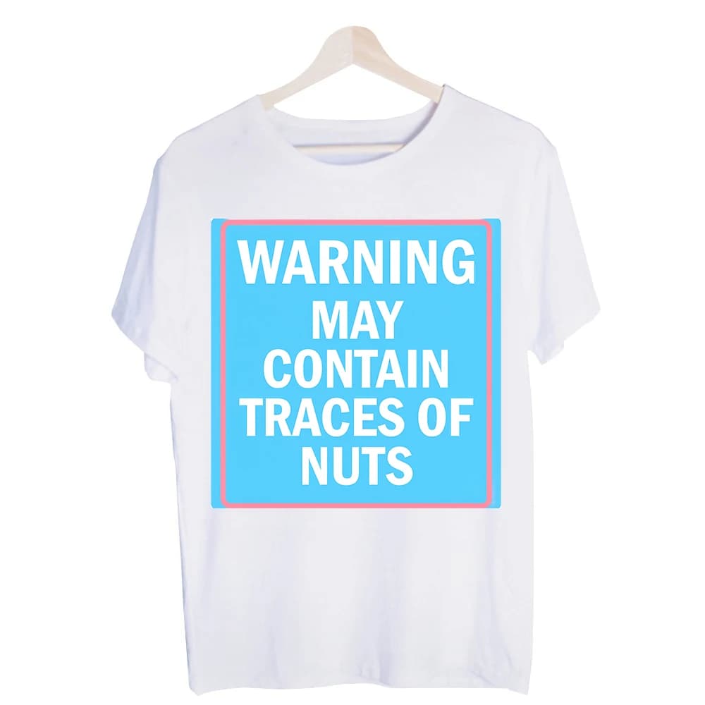 Men's Warning Text Graphic Tee, Short Sleeve Crew Neck T-Shirt for Casual Daily Wear