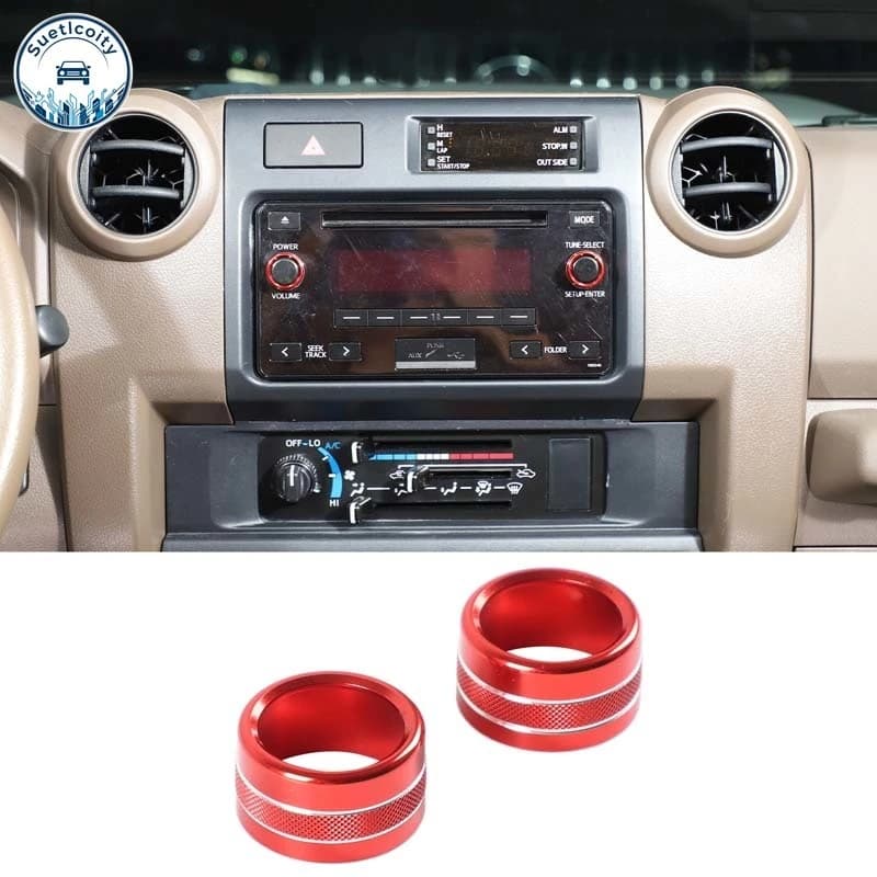 Interior Car Accessories For Toyota Land Cruiser LC71 LC76 LC79 2009-23 Aluminum Alloy Car Center Console Volume Knob Ring Cover