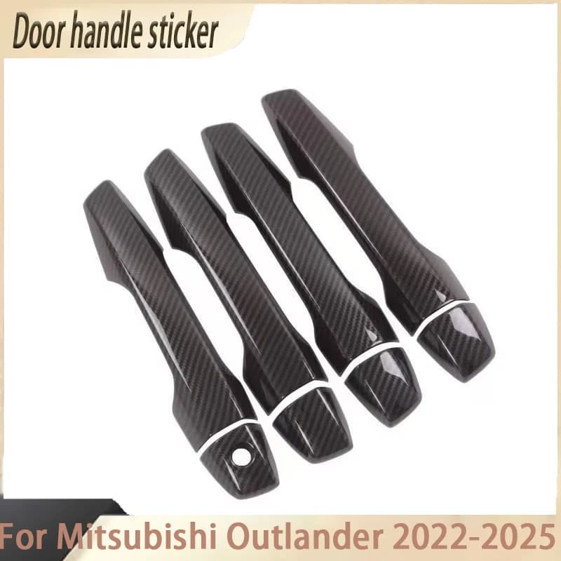 Carbon Fiber Chrome Car Door Handle Cover Sticker Styling Accessories For Mitsubishi Outlander 2022-2025 Eclipse Cross 2018-2022
