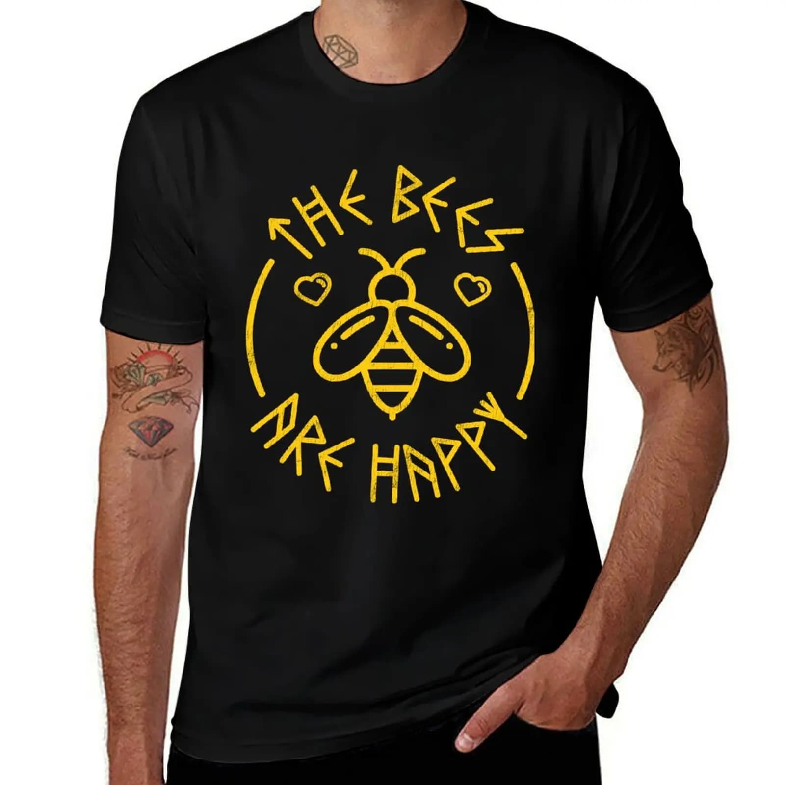 Valheim The Bees Are Happy T-Shirt Non-Shrink Basic Cotton T-Shirt