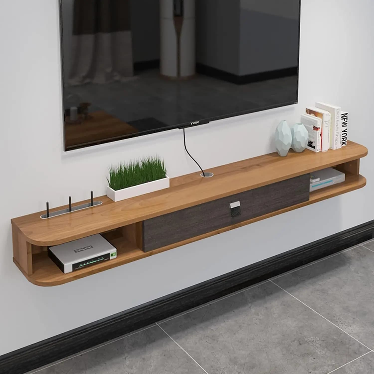Living Room Furniture Wall Mounted TV Stand Wooden LCD Floating TV Cabinet