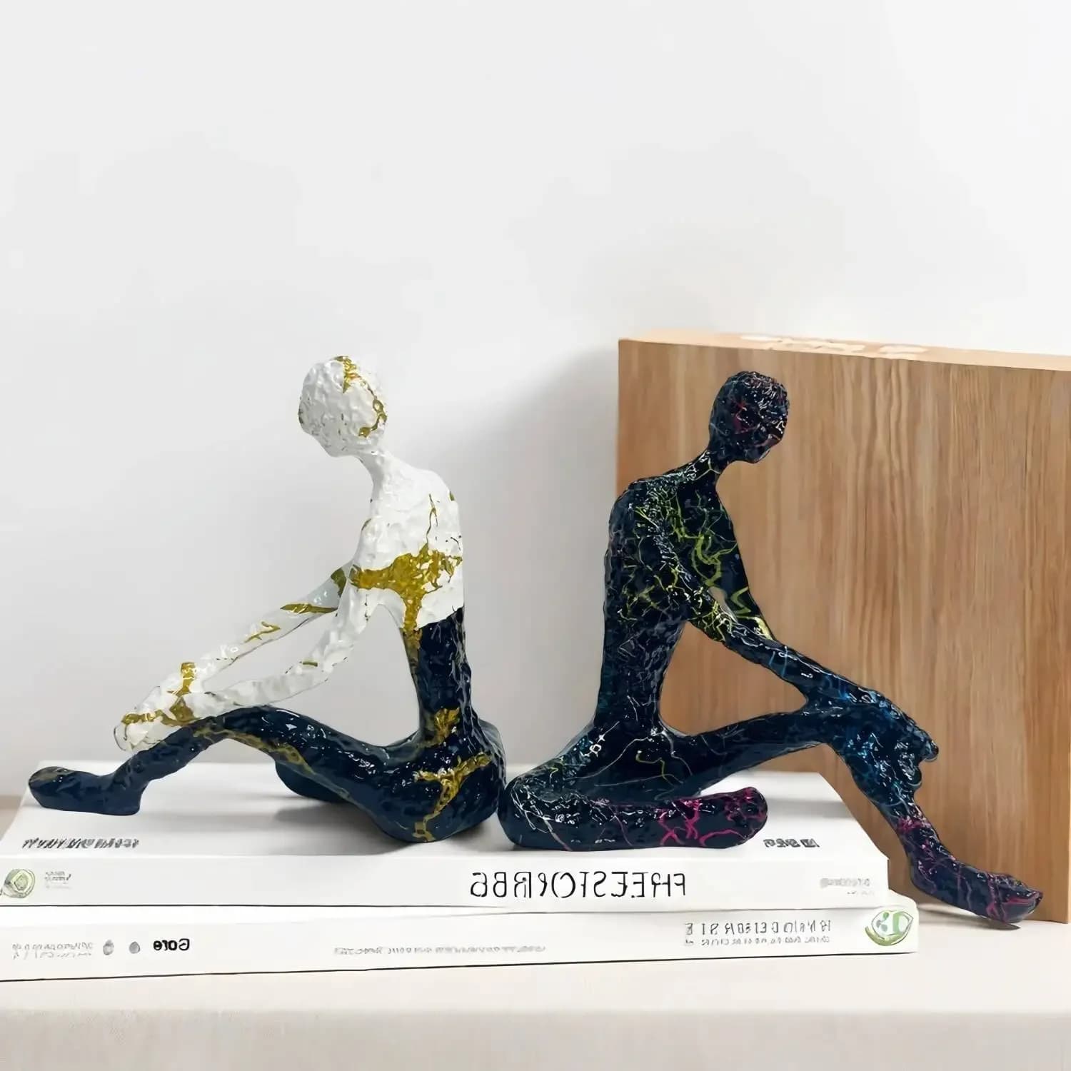 Resin Handicrafts Abstract Figure Sculptures Colored Graffiti Yoga Person Yoga Exercise Decorative Figurines Home Decoration