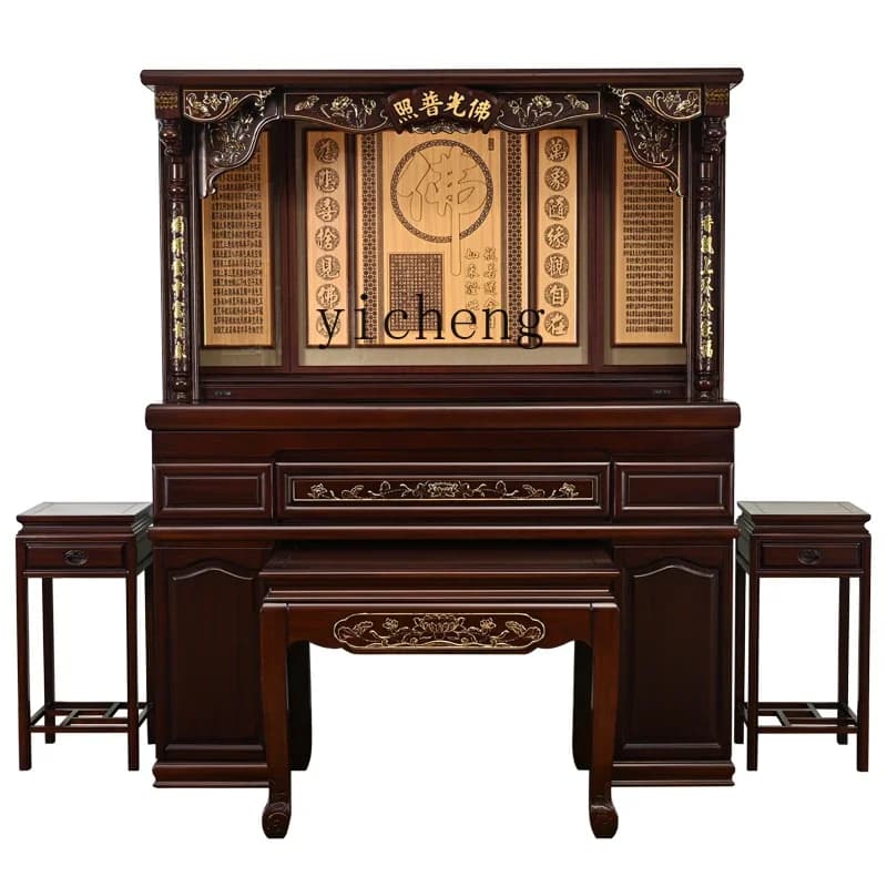 solid wood Buddhist niche new Chinese vertical cabinet simple God of Wealth cabinet household table Buddhist platform