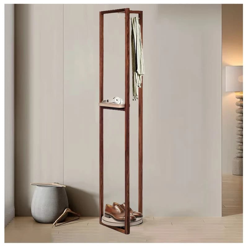 New simple home coat shoe rack for bedrooms, with walnut frame multifunctional double-layer leather suitcase