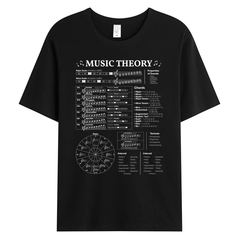 Music Theory Music Teacher Musician Learning School Men's Cotton Fabric Slim Fit Hot Tshirts Print T-shirt Dropshipping
